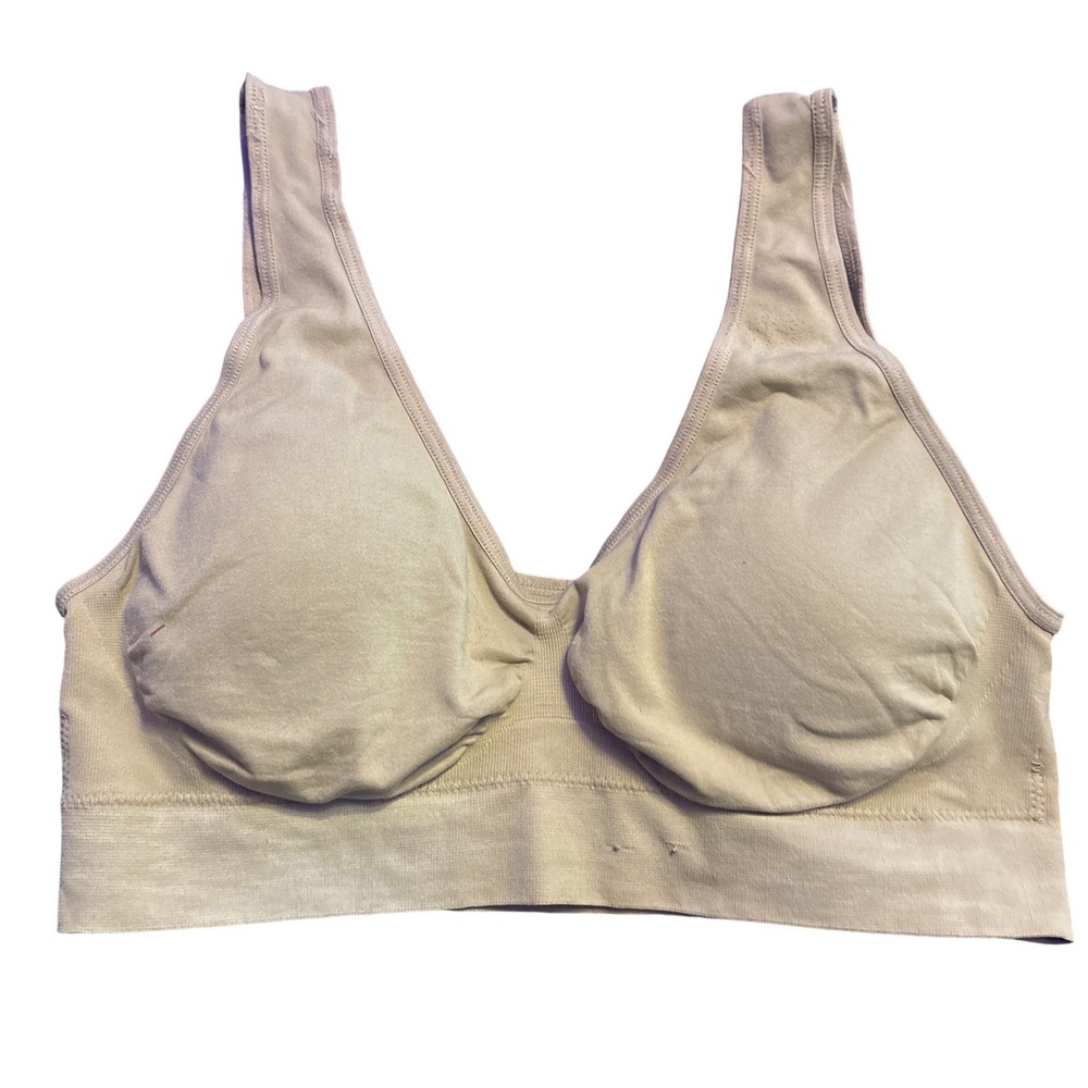Genie Bra Seamless Wireless Comfort Bra Nude Beige Plus Size XL 1X